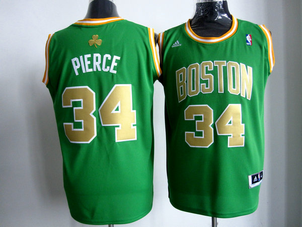  NBA Boston Celtics 34 Paul Pierce Swingman Road Green Golden Number Jersey